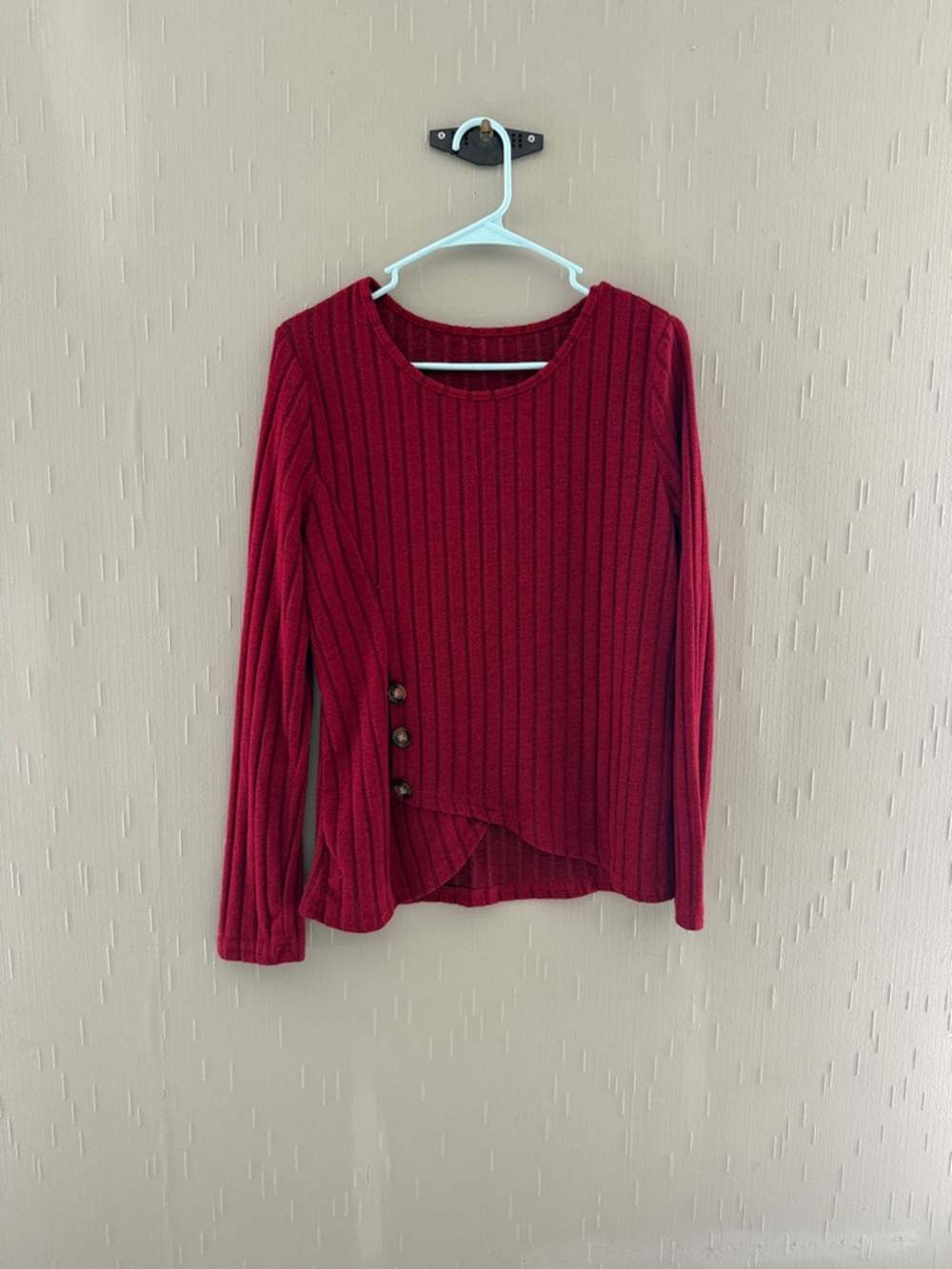SHEIN Ribbed Long-Sleeve Top in Burgundy